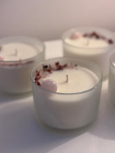 Rose quartz crystal candle