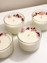 Rose quartz crystal candle