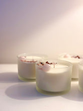 Rose quartz crystal candle